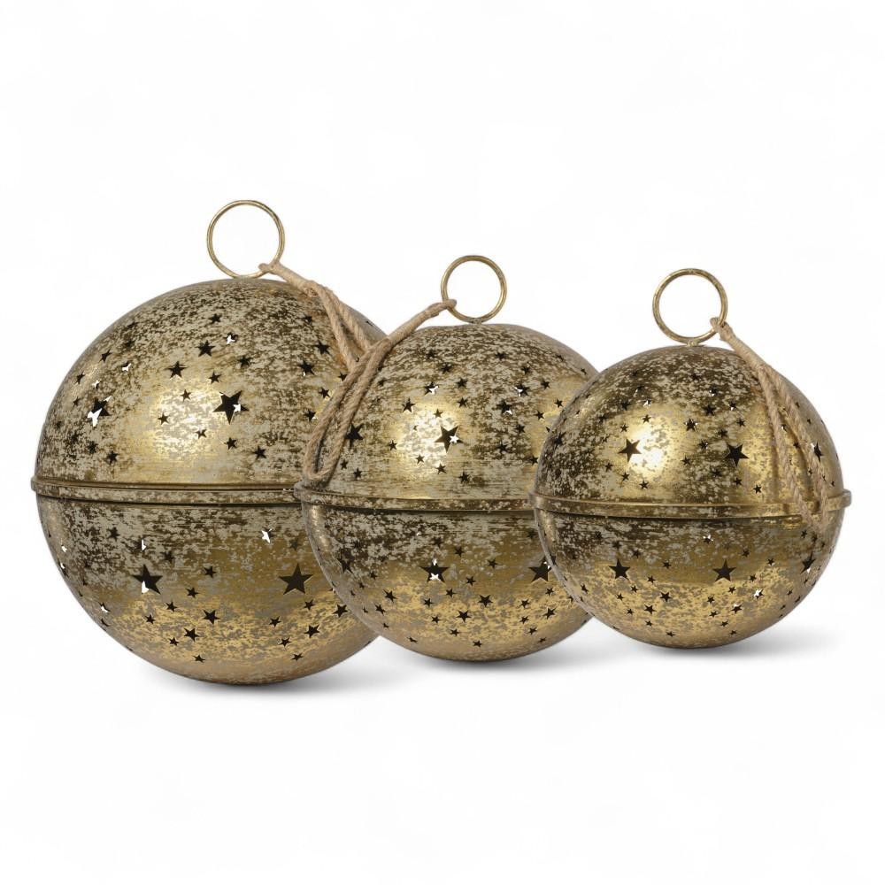 SET 3 SFERE METALLO BRONZO 61.5X61.5X69